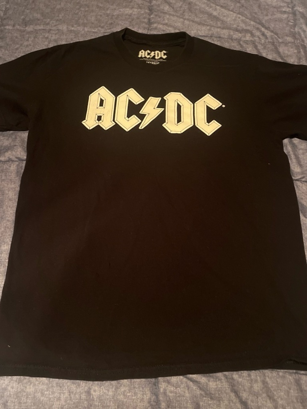 Hybrid Apparel Black T-Shirt with Cream AC/DC Logo
